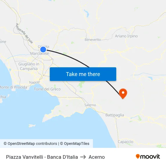 Vanvitelli Square - Bank of Italy to Acerno map