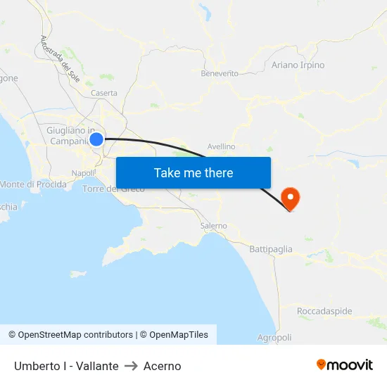 Umberto I - Vallante to Acerno map