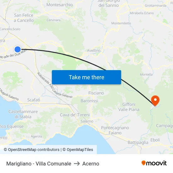 Marigliano - Municipal Park to Acerno map
