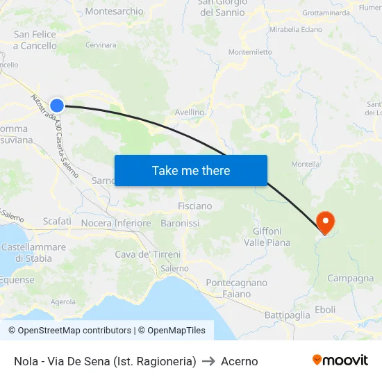 Nola - De Sena Street (Accounting Institute) to Acerno map