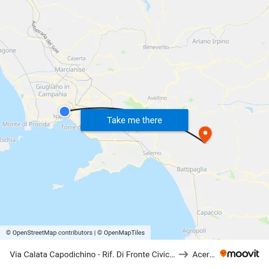 Calata Capodichino Street - Opposite No. 6 to Acerno map