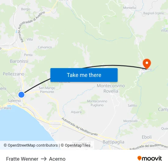 Fratte Wenner to Acerno map
