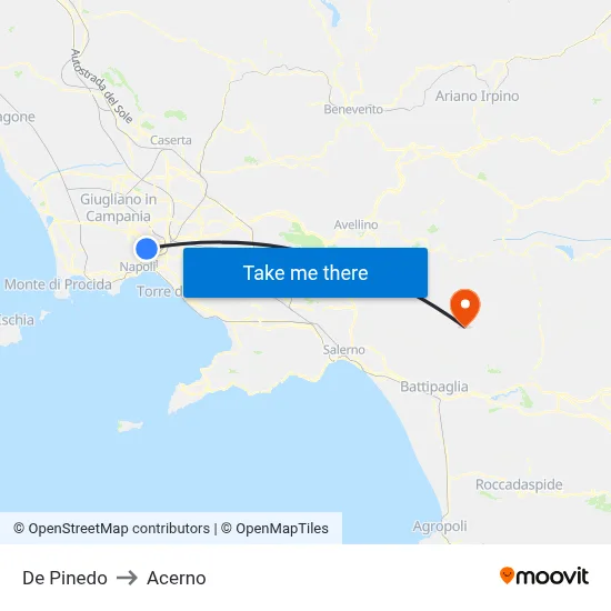 De Pinedo to Acerno map