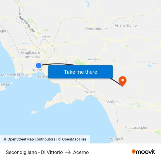 Secondigliano - Di Vittorio to Acerno map