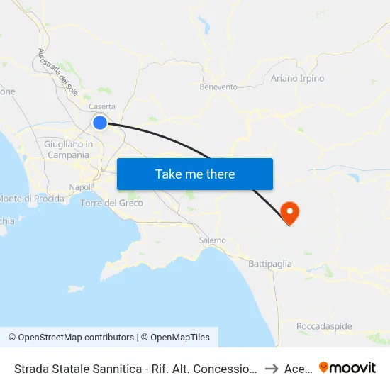 Sannitica State Road - Near Mitsubishi Dealership to Acerno map