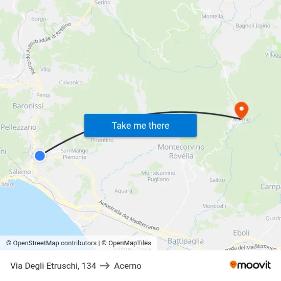 Etruscan Street, 134 to Acerno map
