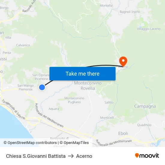 St. John The Baptist Church to Acerno map