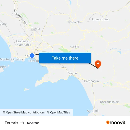 Ferraris to Acerno map