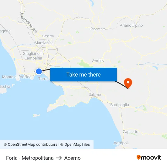 Foria - Metro to Acerno map