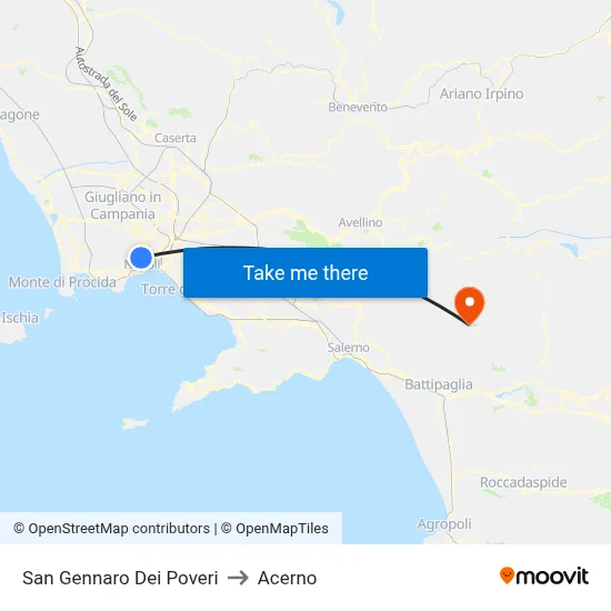 San Gennaro Dei Poveri to Acerno map