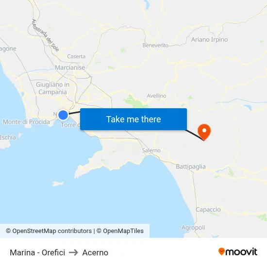 Marina - Orefici to Acerno map