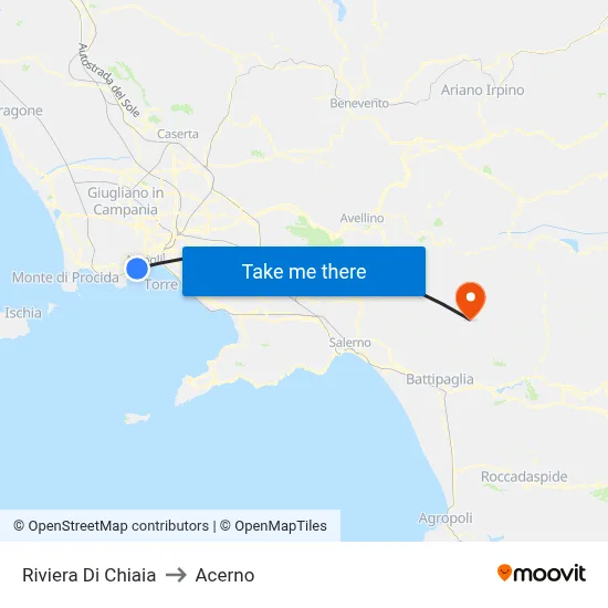 Riviera Di Chiaia to Acerno map