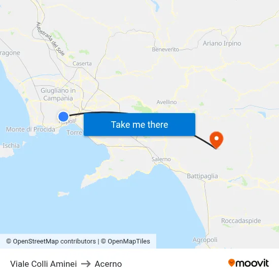 Colli Aminei Avenue to Acerno map
