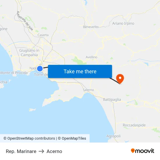 Republic of Mariners to Acerno map