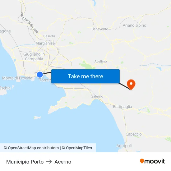 City Hall-Port to Acerno map