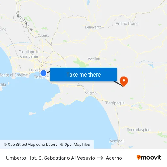 Umberto - San Sebastiano al Vesuvio Institute to Acerno map