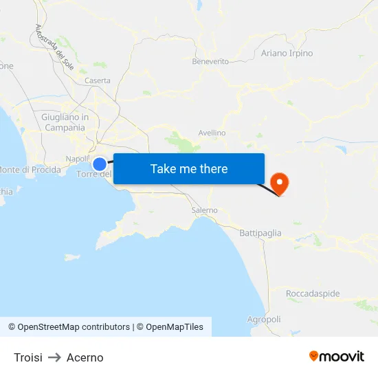 Troisi to Acerno map