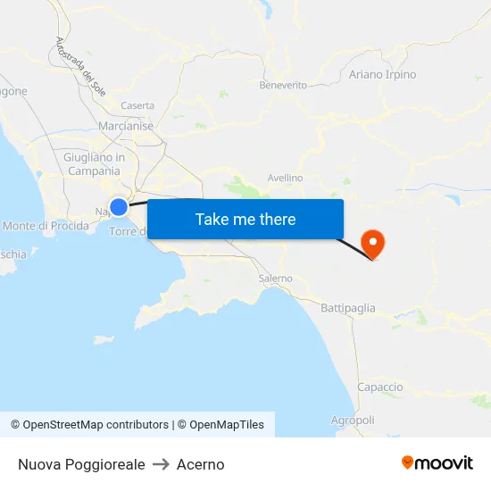 New Poggioreale to Acerno map