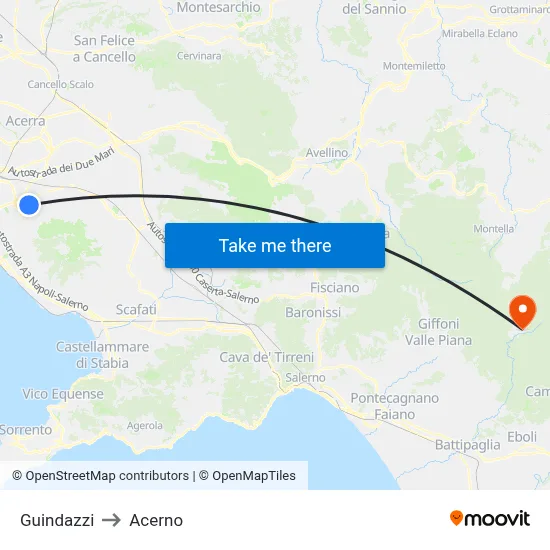 Guindazzi to Acerno map