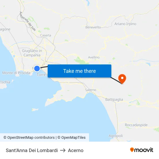 Sant'Anna Dei Lombardi to Acerno map