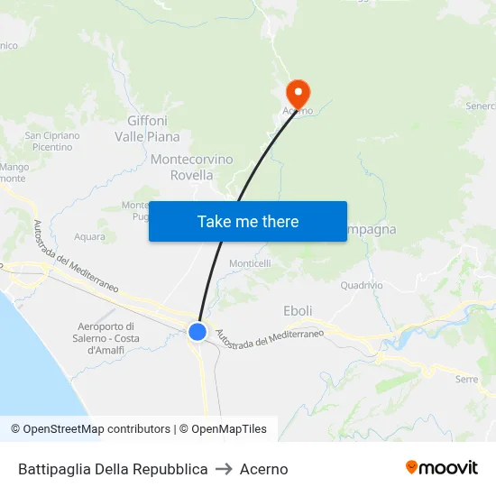 Battipaglia Della Repubblica to Acerno map