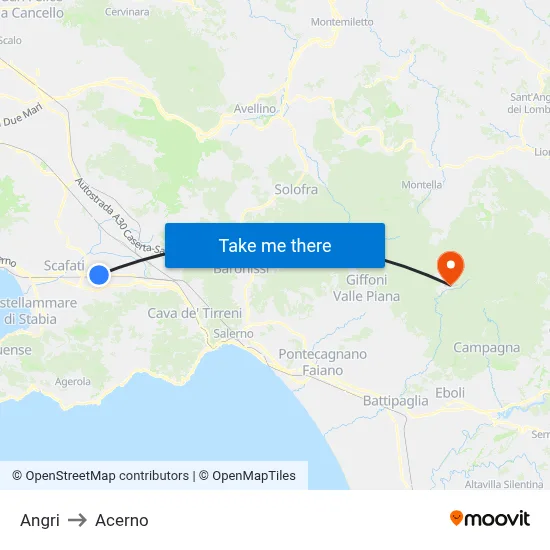 Angri to Acerno map