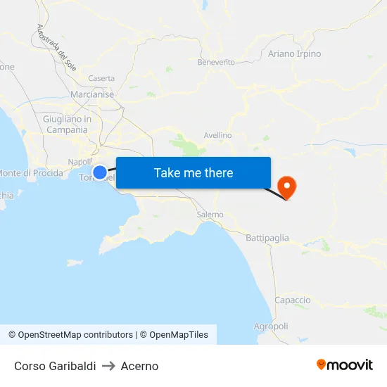 Garibaldi Street to Acerno map
