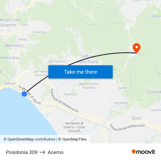 Posidonia 309 to Acerno map