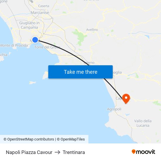 Napoli Piazza Cavour to Trentinara map