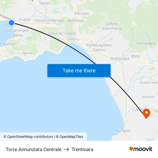 Torre Annunziata Centrale to Trentinara map