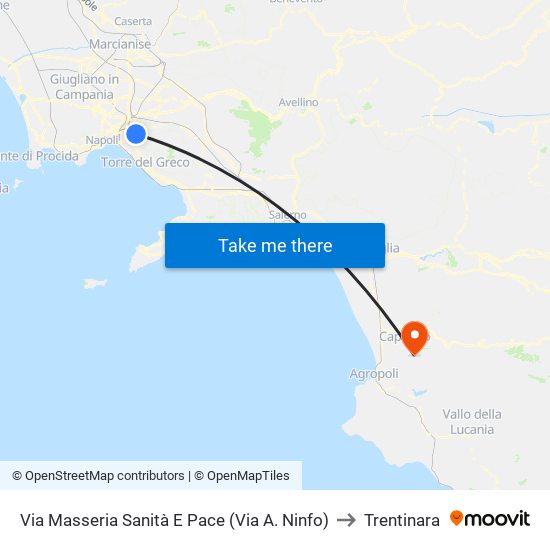 Via Masseria Sanità E Pace (Via A. Ninfo) to Trentinara map
