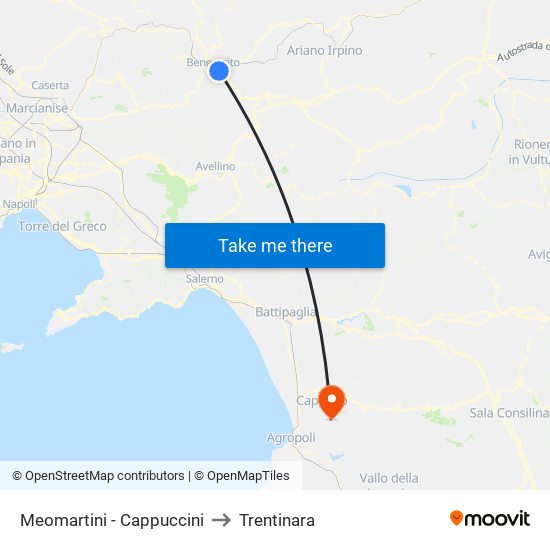 Meomartini - Cappuccini to Trentinara map