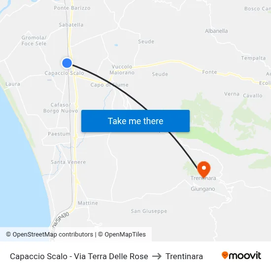 Capaccio Scalo - Rose Land Road to Trentinara map