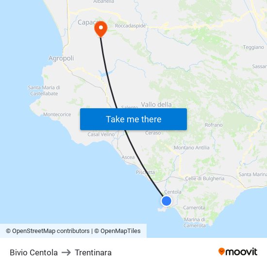 Bivio Centola to Trentinara map