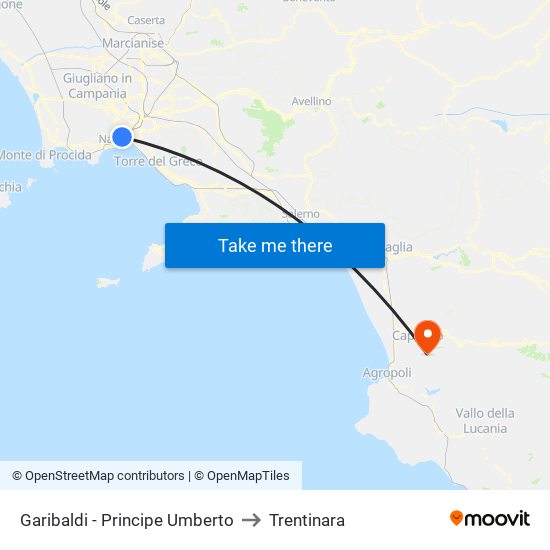Garibaldi - Principe Umberto to Trentinara map