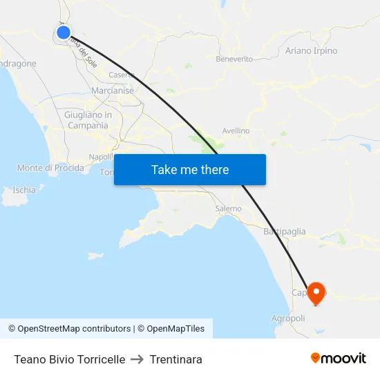 Teano Torricelle Junction to Trentinara map