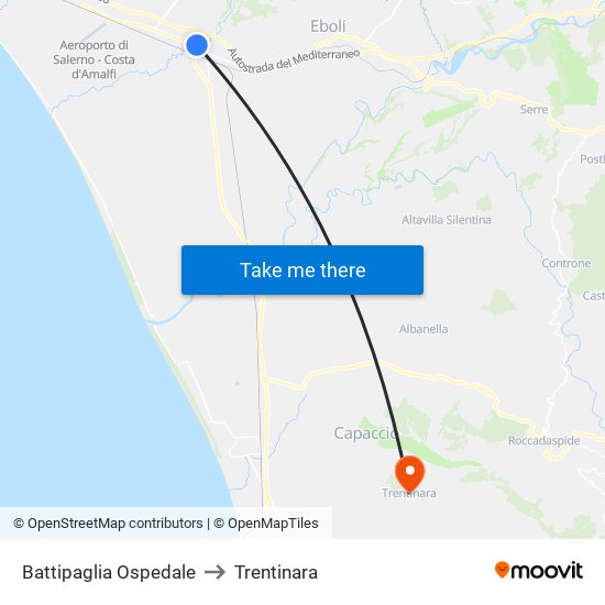 Battipaglia Ospedale to Trentinara map