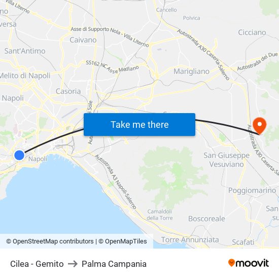 Cilea - Gemito to Palma Campania map