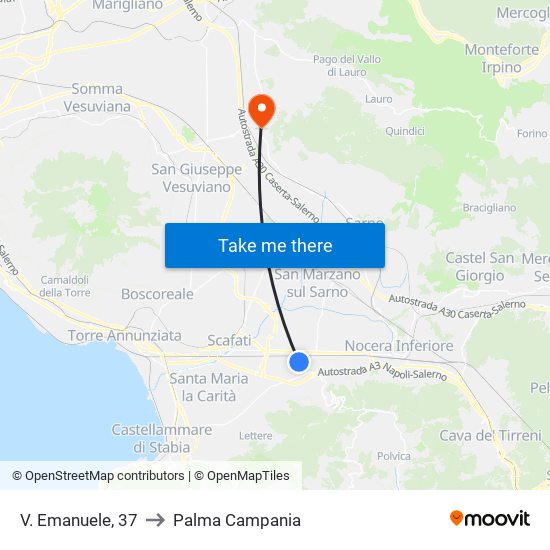 V. Emanuele, 37 to Palma Campania map