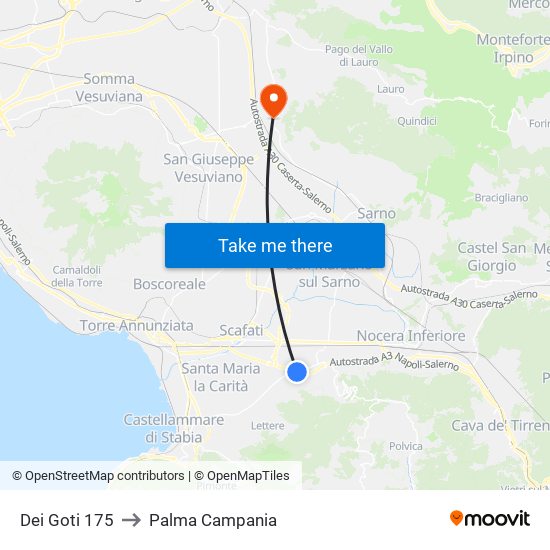 Dei Goti 175 to Palma Campania map