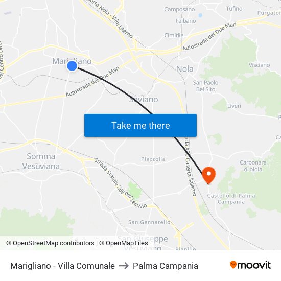 Marigliano - Villa Comunale to Palma Campania map