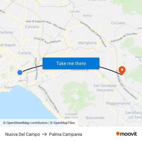 Nuova Del Campo to Palma Campania map