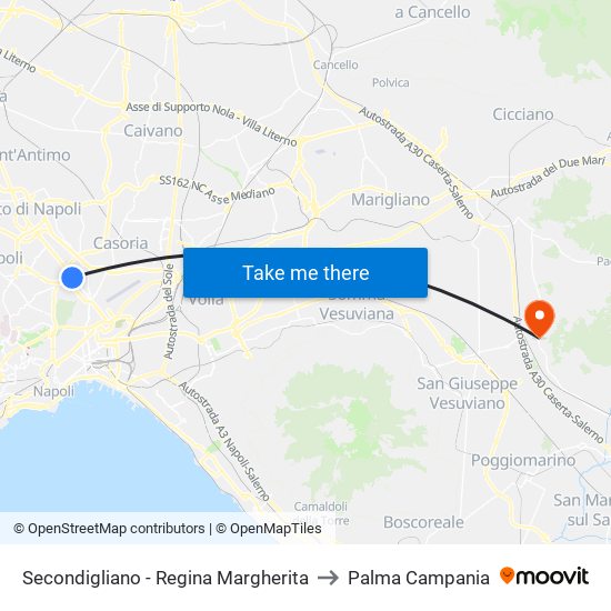 Secondigliano - Regina Margherita to Palma Campania map