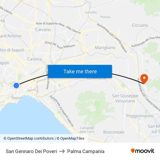 San Gennaro Dei Poveri to Palma Campania map