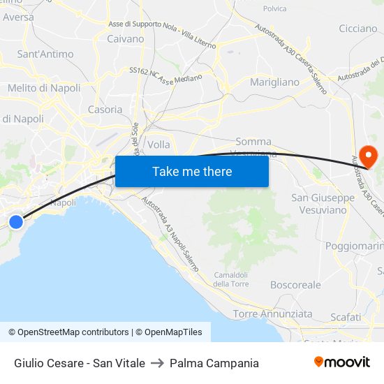 Giulio Cesare - San Vitale to Palma Campania map