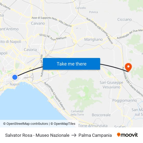Salvator Rosa - Museo Nazionale to Palma Campania map