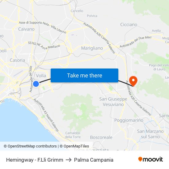 Hemingway - F.Lli Grimm to Palma Campania map