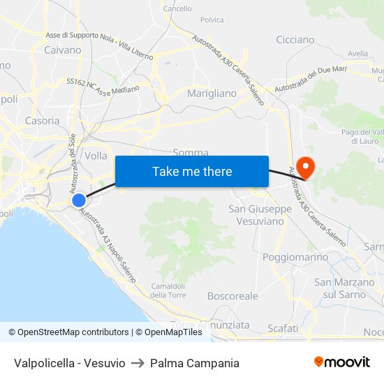 Valpolicella - Vesuvio to Palma Campania map