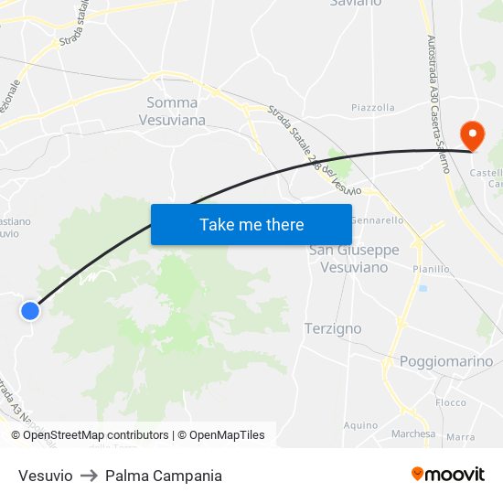 Vesuvio to Palma Campania map