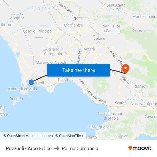 Pozzuoli - Arco Felice to Palma Campania map